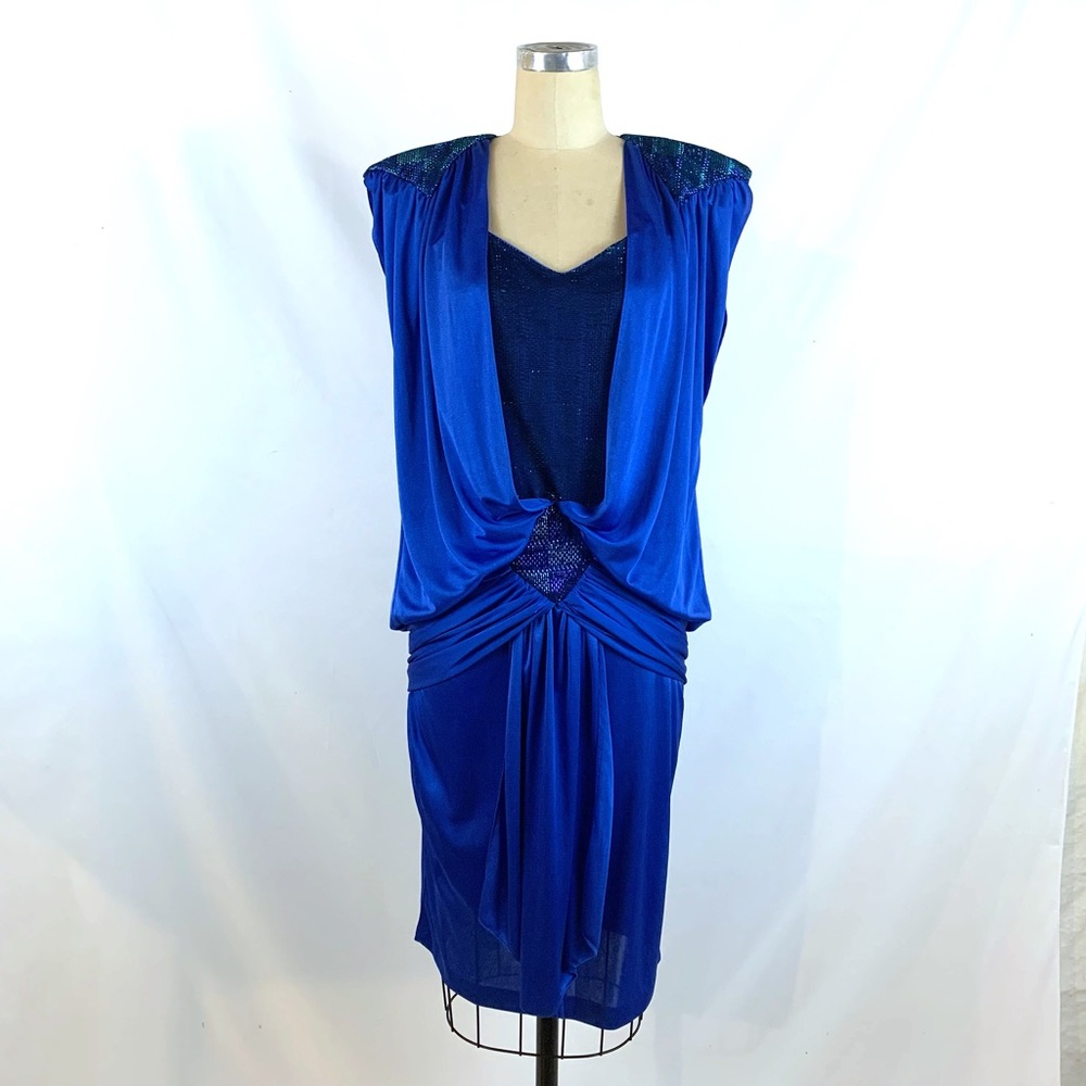 Vintage Royal Blue Draped Dress